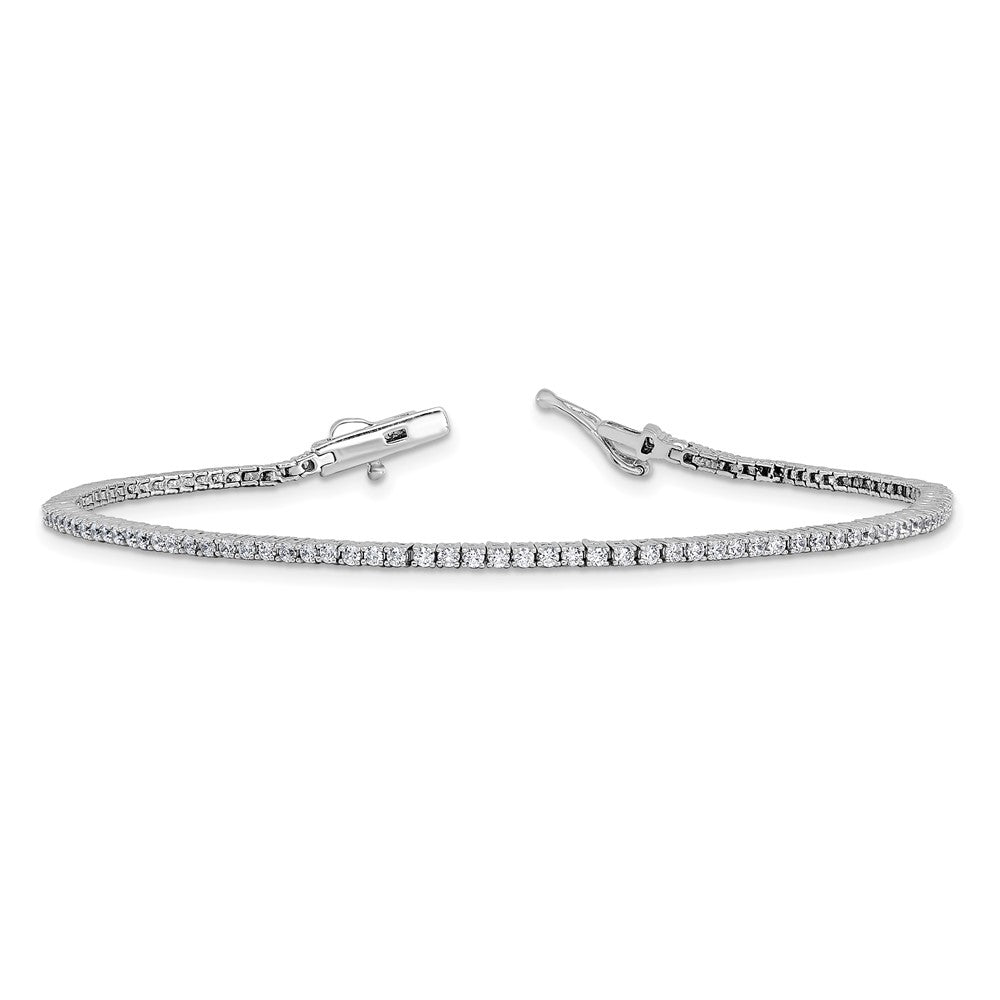 Sterling Shimmer Sterling Silver Rhodium-plated 1.5mm CZ 109 Stone 8 inch Bracelet 8 inches