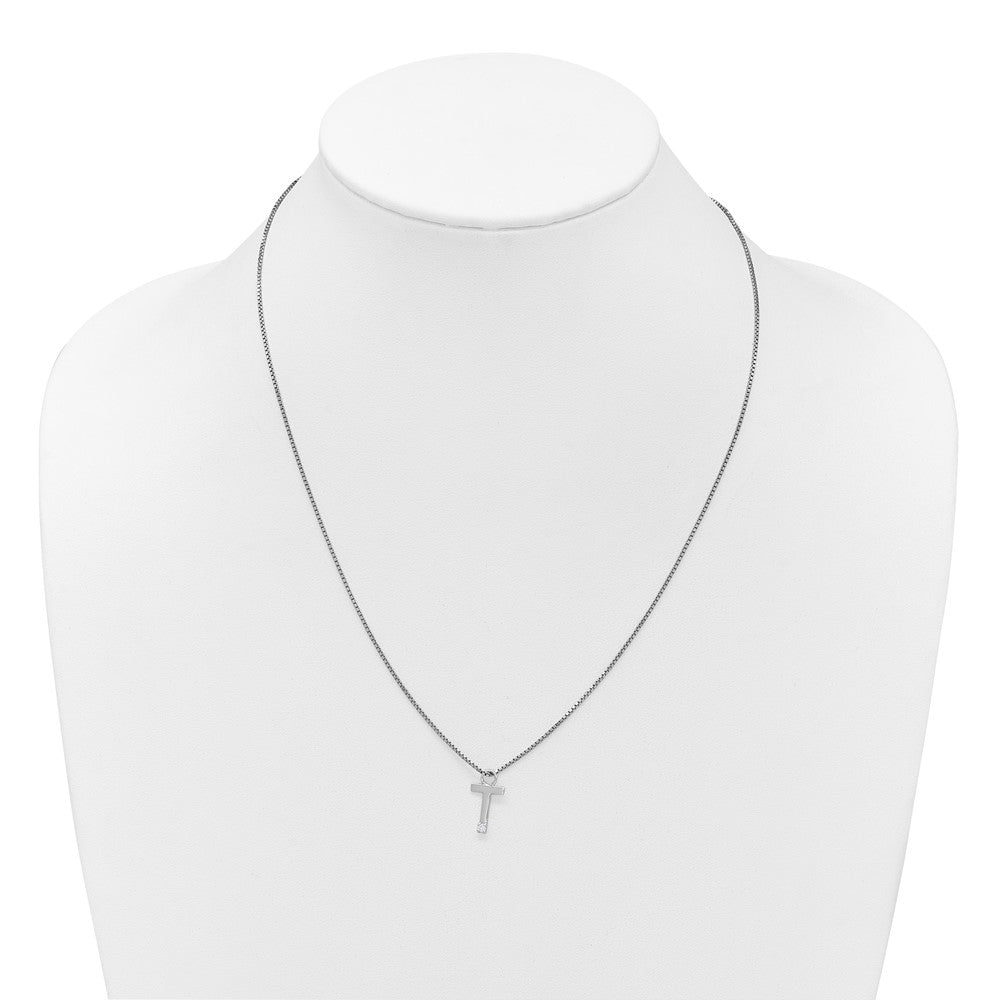 White Ice Sterling Silver Rhodium-plated 18 inch Diamond Letter T Initial Neckalce plus 2 inch Extender 18 Inches