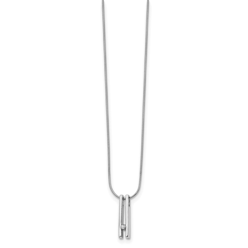 White Ice Sterling Silver Rhodium-plated 18 Inch Diamond Necklace with 2 Inch Extender 18 Inches