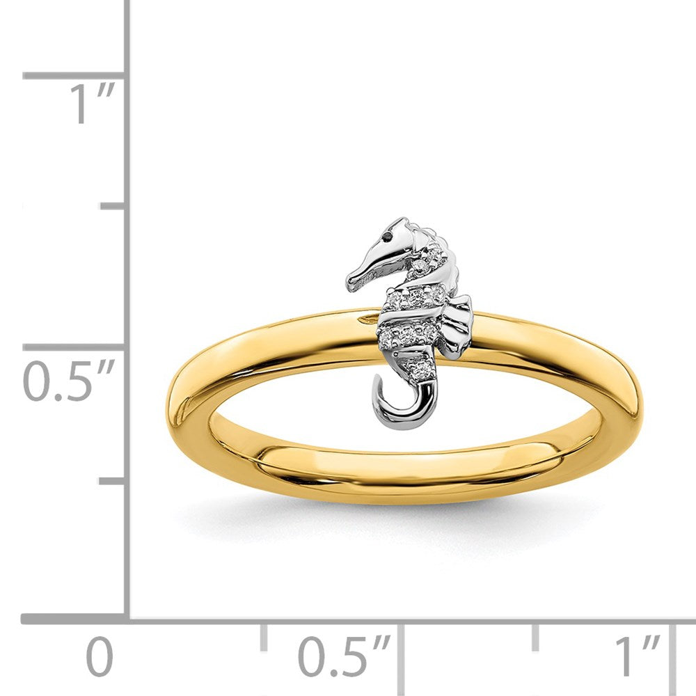 SS Gold-Tone Stackable Expressions Seahorse Diamond Ring