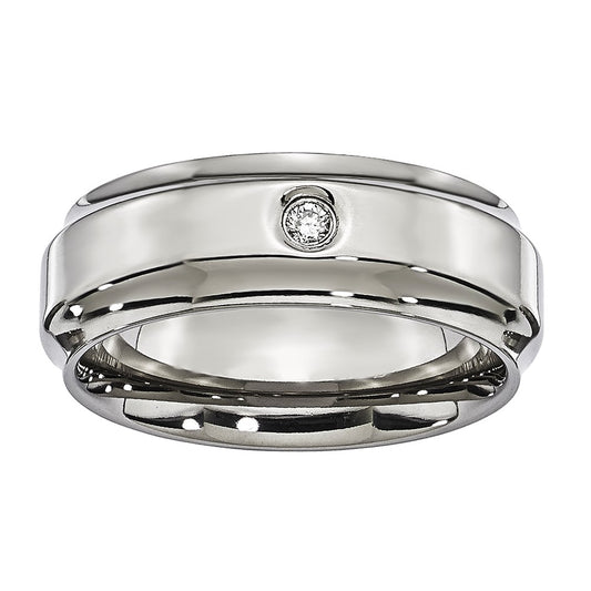 Titanium 7mm Scooped Egde with 0.05ct Diamond Band