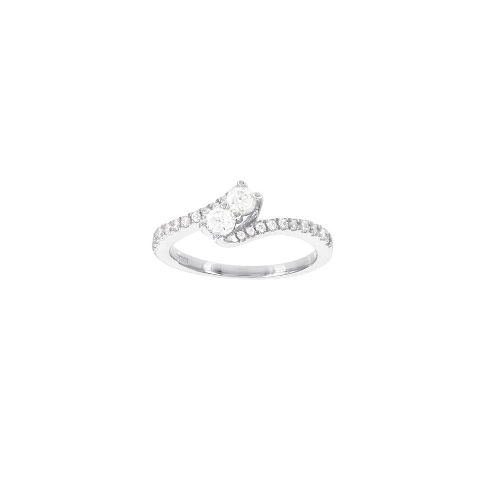 Sterling Silver Garnet & Diamond Ring