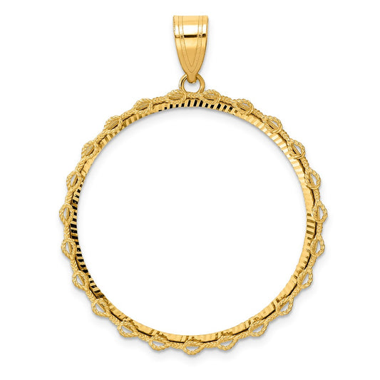 14k Diamond Cut Rope with 32.0mm Prong Coin Bezel Pendant