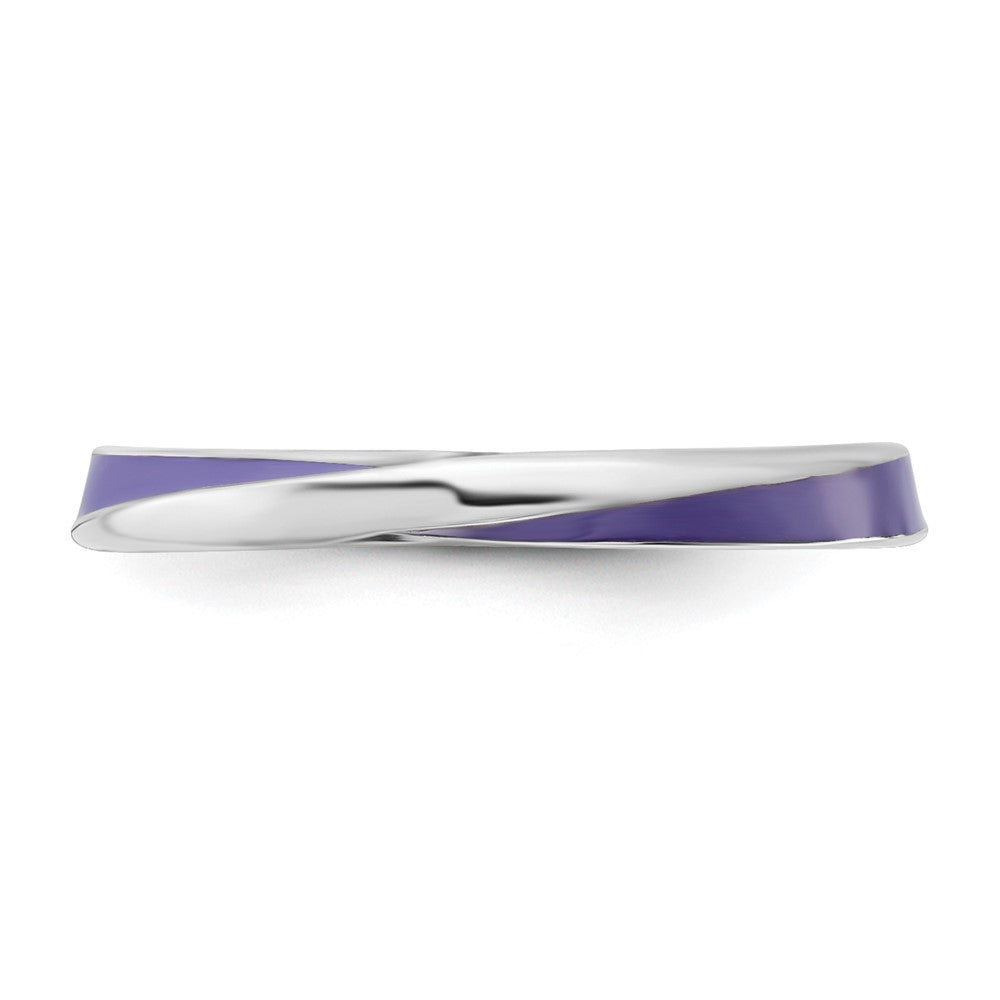Sterling Silver Stackable Expressions Twisted Purple Enameled Ring Size -8