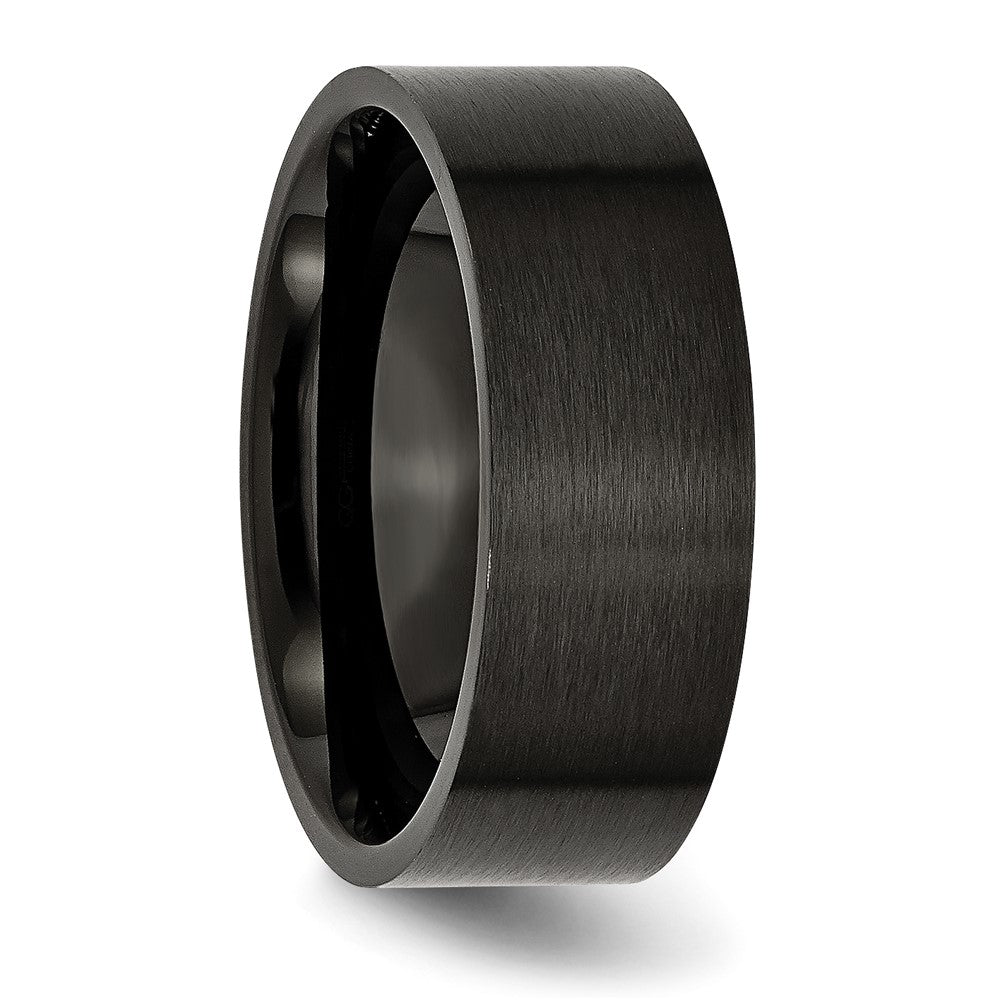 Stainless Steel Brushed Black IP-plated 8mm Flat Band Size - 13