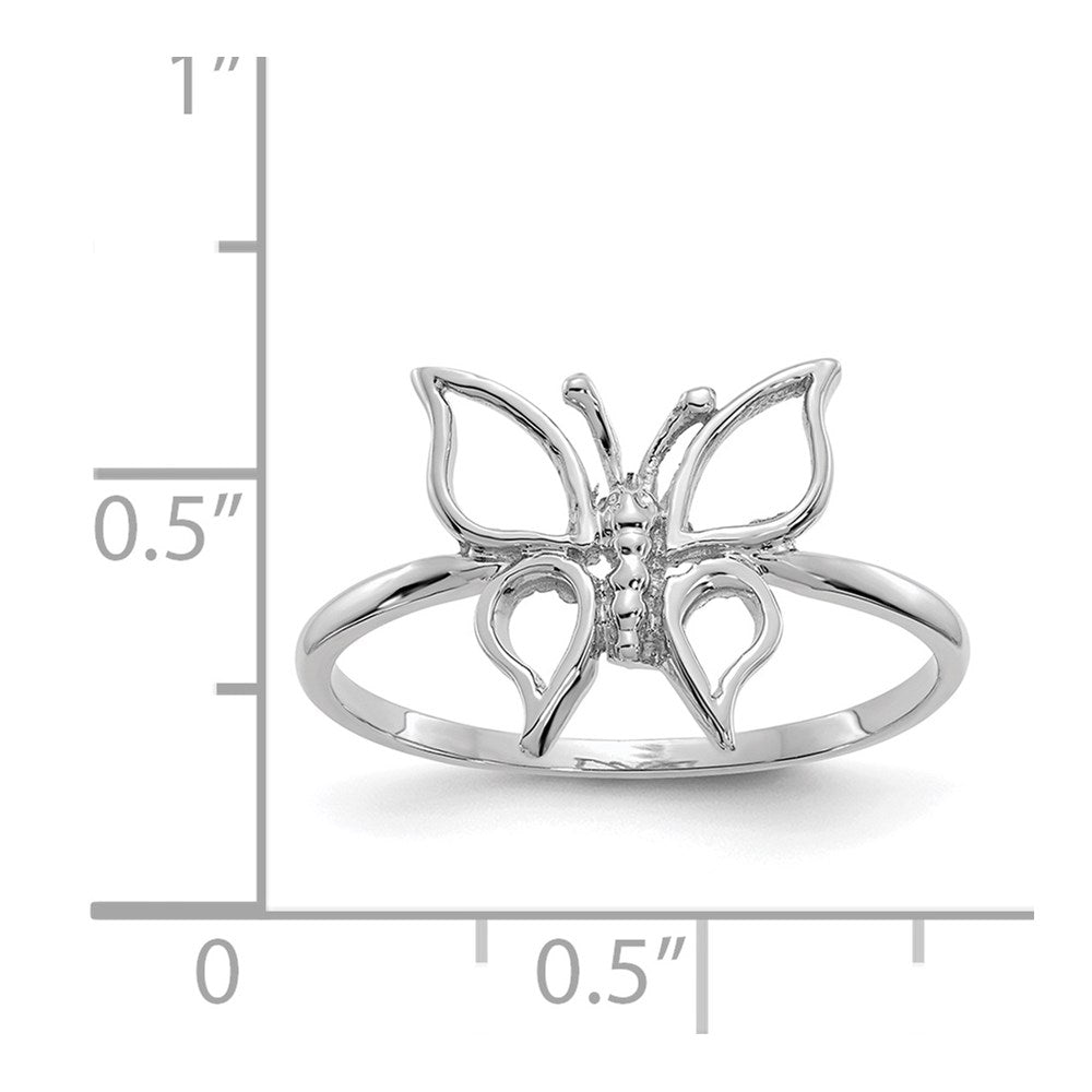 14k White Gold Polished Butterfly Ring Size 7