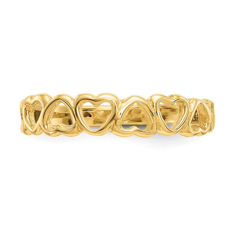 14k Polished Hearts Ring Size 7