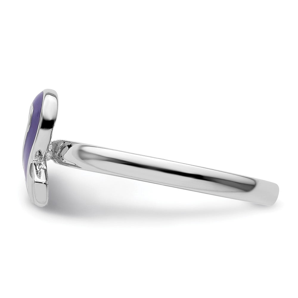 Sterling Silver Stackable Expressions Purple Enameled Awareness Ribbon Ring Size -9