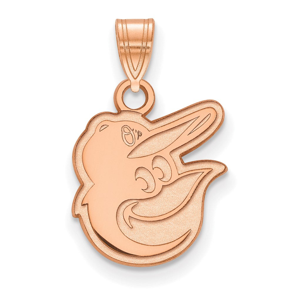 Sterling Silver Rose Gold-plated MLB LogoArt Baltimore Orioles Small Pendan