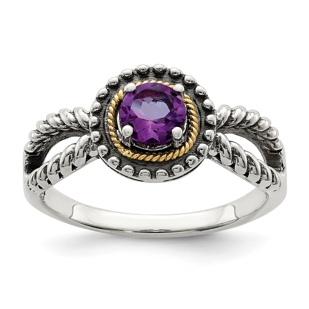 Sterling Silver w/ 14K Accent Amethyst Ring