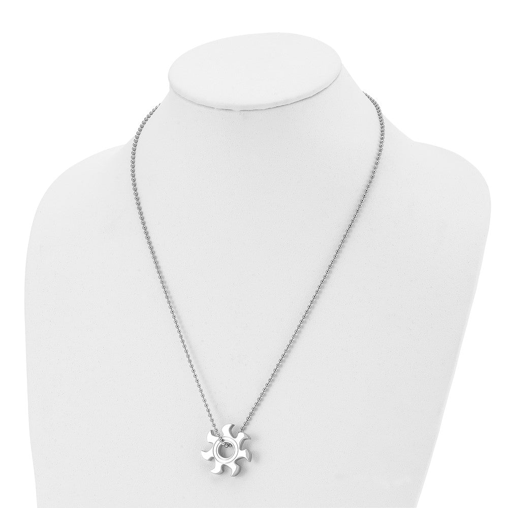 Stainless Steel Polished Sun Burst 22in Necklace