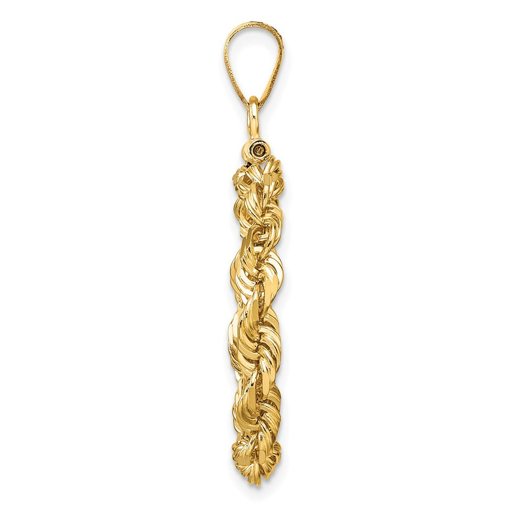 Wideband Distinguished Coin Jewelry 14k Polished Rope and Diamond-cut 18.0mm x 1.35mm Screw Top Coin Bezel Pendant