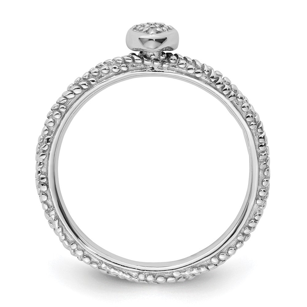 Sterling Silver Diamond Stackable Expressions Textured Heart Ring Size -5