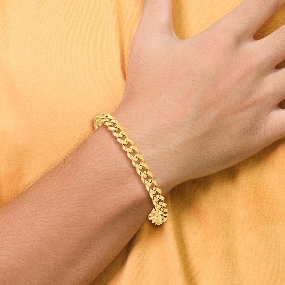 14K 7.0mm Beveled Curb Bracelet 8  inches