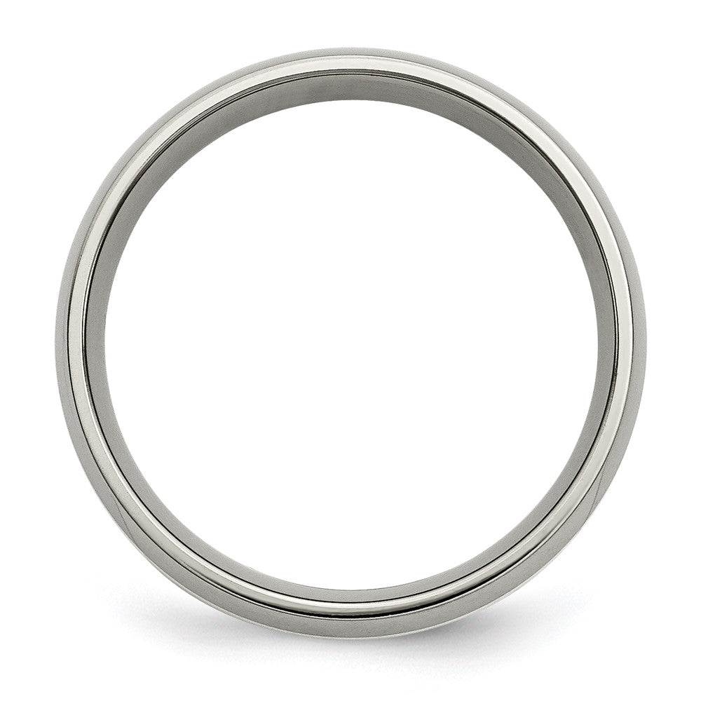 Titanium Polished w/Sterling Silver Inlay 6mm Band Size - 11.5