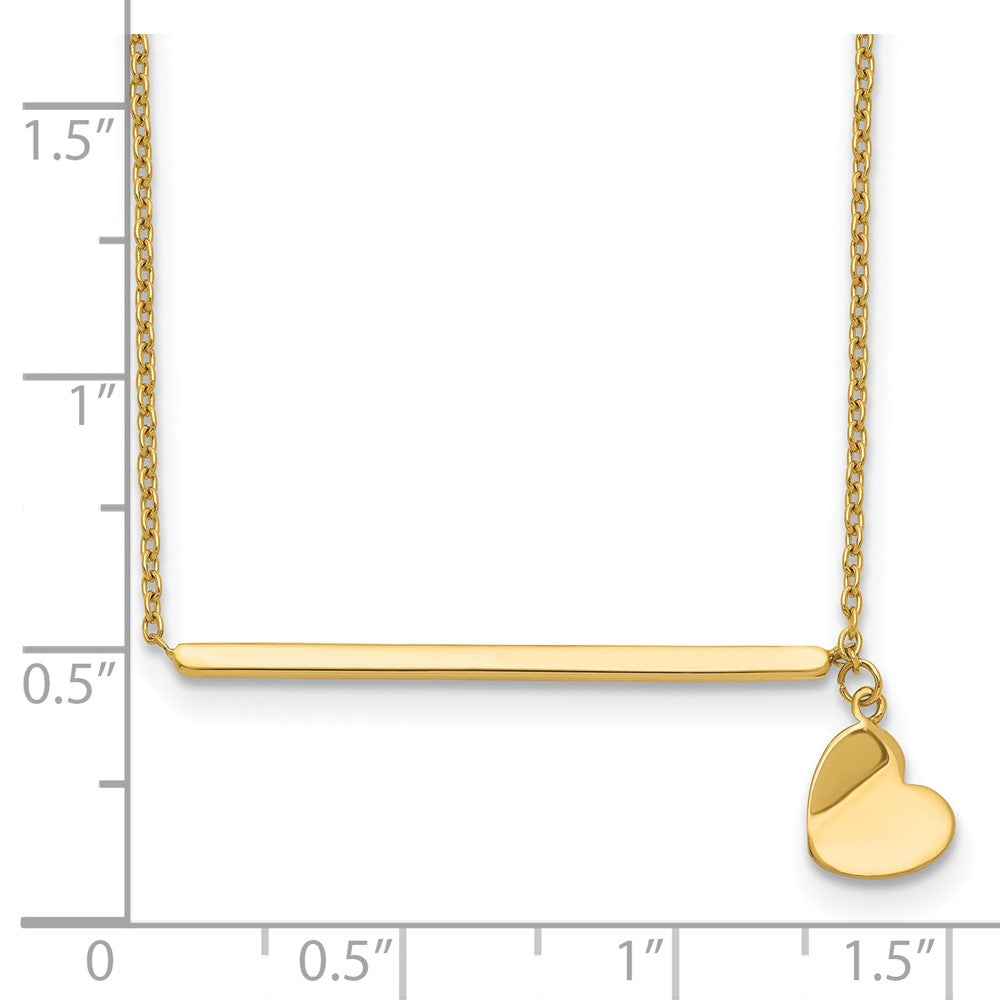 14k Polished Heart w/ 2in ext. Necklace