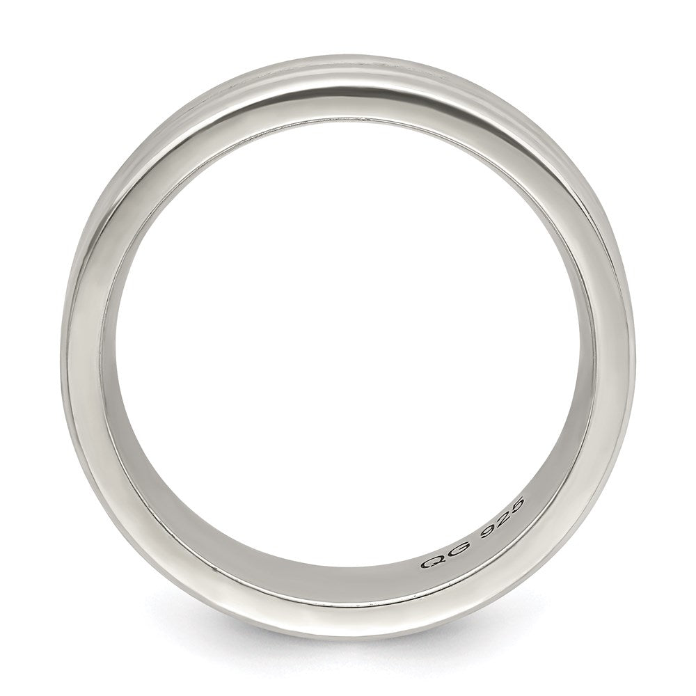 Sterling Silver 6mm Polished Flat Grooved Fancy Band Size 12.5