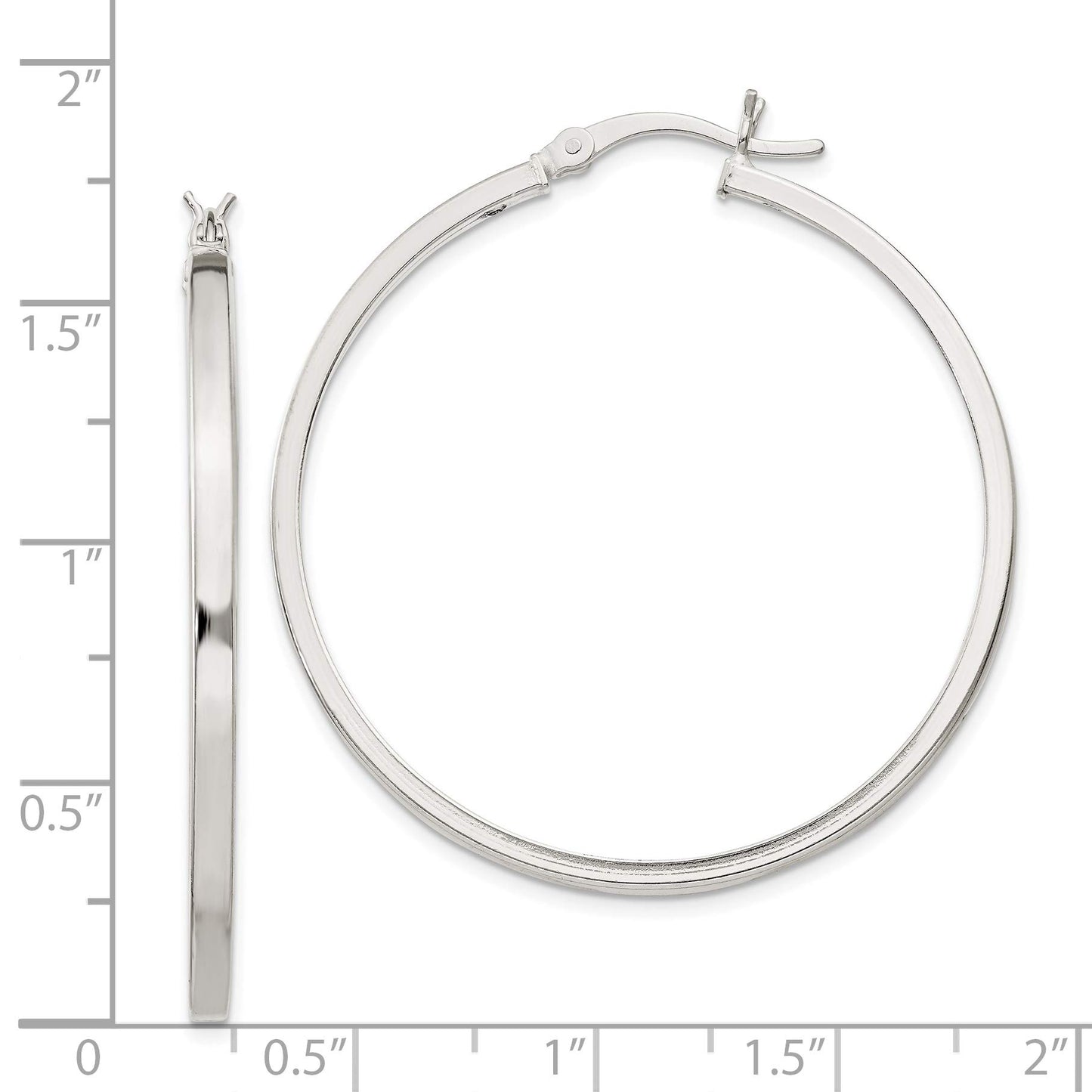 Sterling Silver 2.5x40mm Polished Hoop Earrings