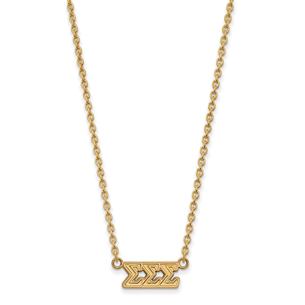 Sterling Silver Gold-plated LogoArt Sigma Sigma Sigma Sorority Greek Letters Medium Pendant 18 inch Necklace