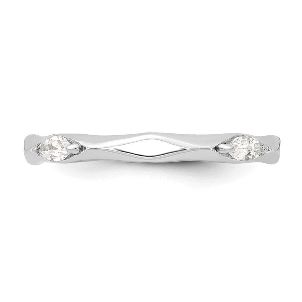 Sterling Silver Stackable Expressions Rhodium-plated White Topaz Ring Size -8
