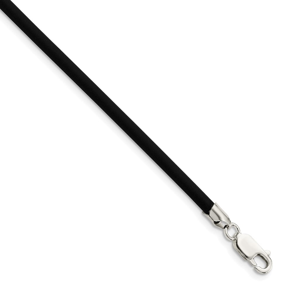 Sterling Silver 20inch 3mm Black Rubber Cord Necklace 20 Inches