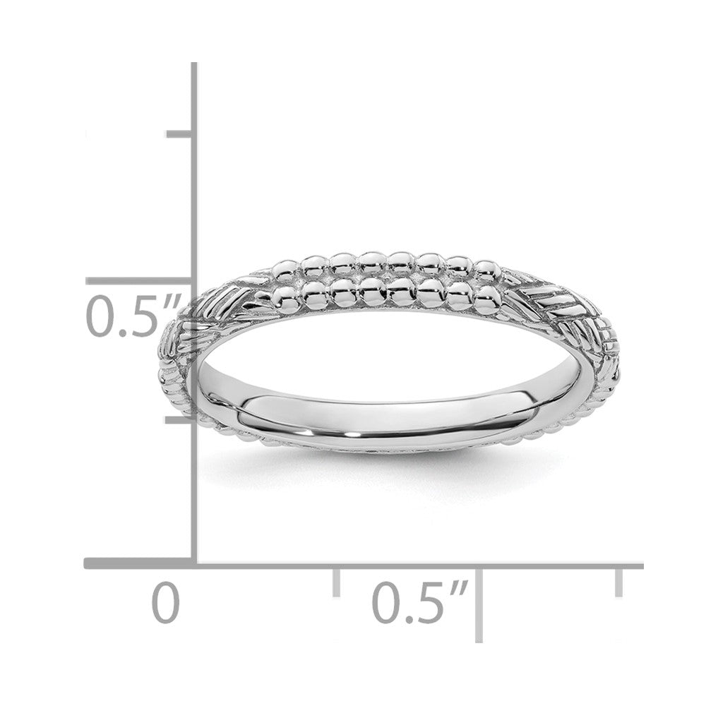 Sterling Silver Stackable Expressions Rhodium-plated Patterned Ring Size -5