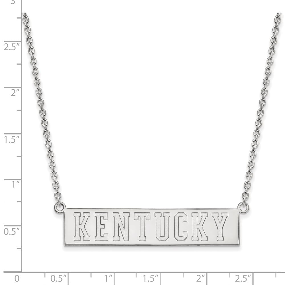 Sterling Silver Rhodium-plated LogoArt University of Kentucky Large Bar Pendant 18 inch Necklace QSS073UK-18