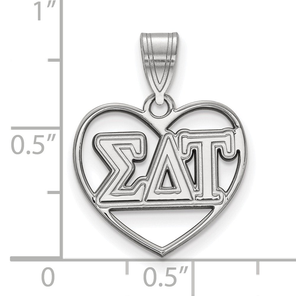 Sterling Silver Official Licensed Greek Sororities Sigma Delta Tau Heart Pendant