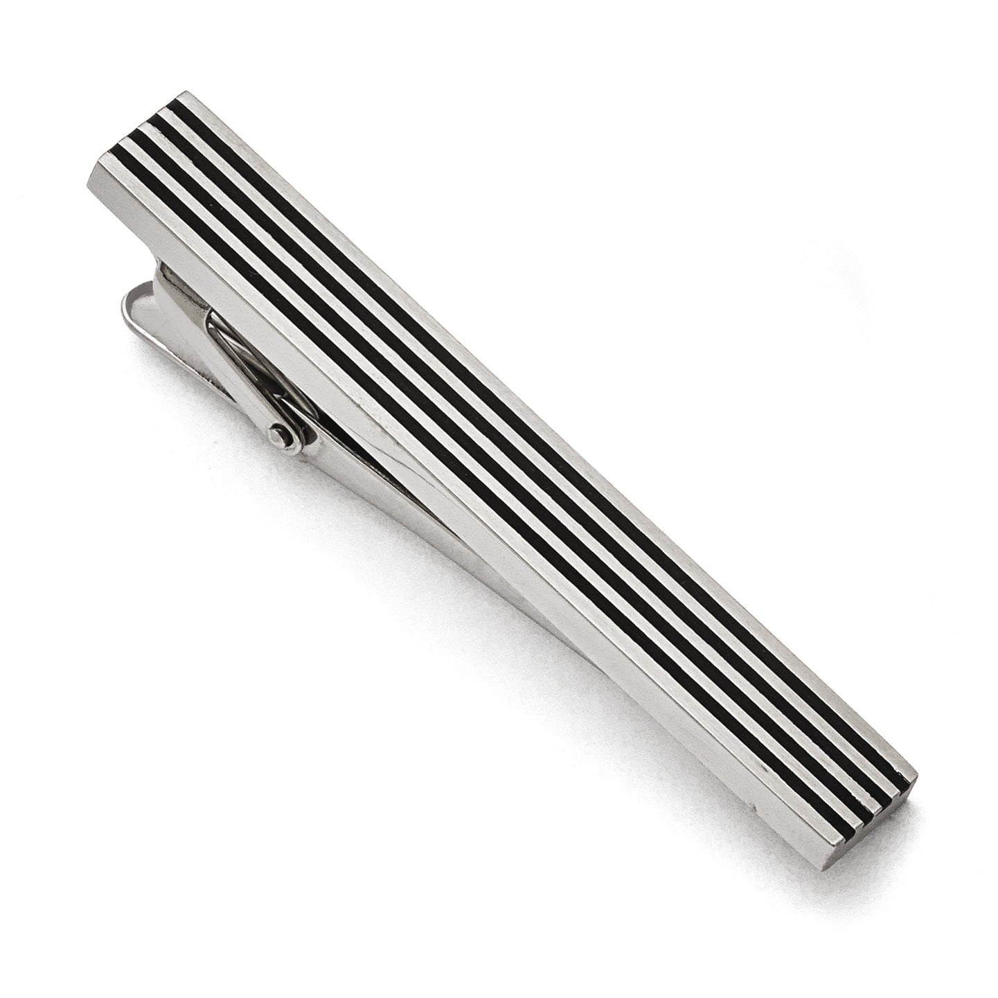 Chisel Stainless Steel Brushed Black Rubber Tie Bar