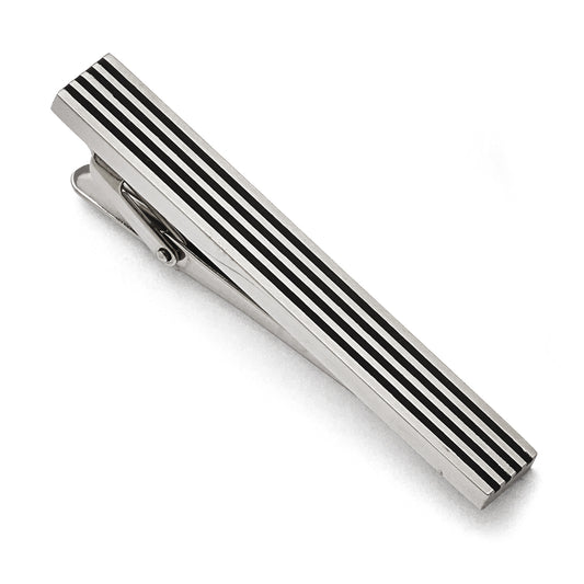 Chisel Stainless Steel Brushed Black Rubber Tie Bar