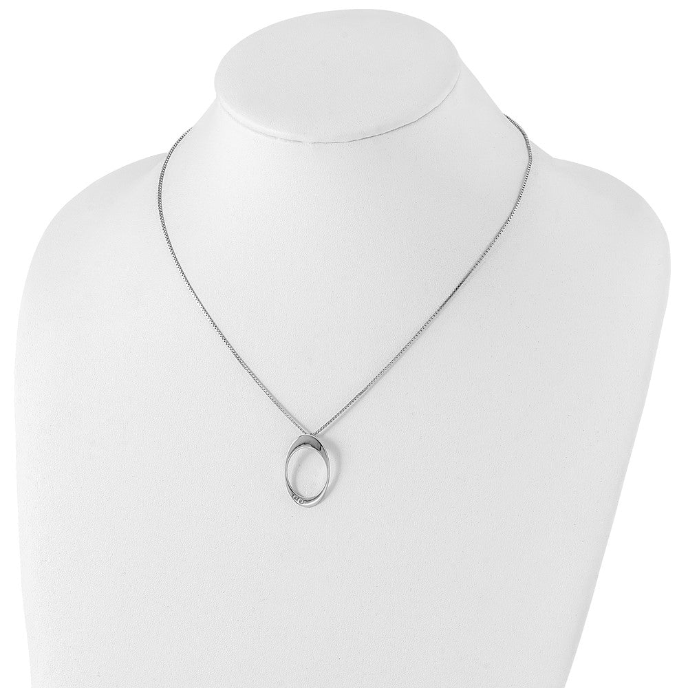 White Ice Sterling Silver Rhodium-plated 18 Inch Diamond Open Oval Necklace with 2 Inch Extender 18 Inches