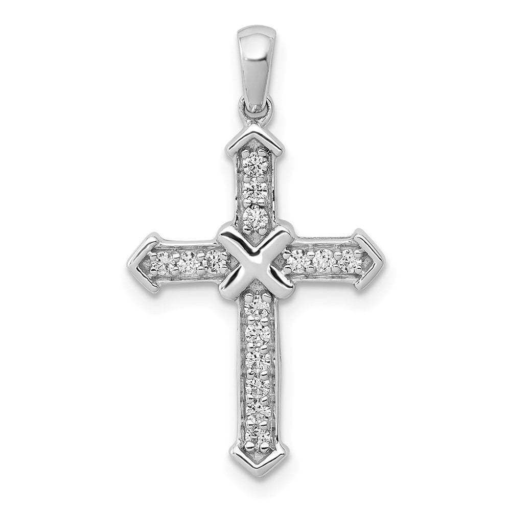 14k White Gold 1/6 carat Lab Grown Diamond VS/SI+ G+ Cross Pendant