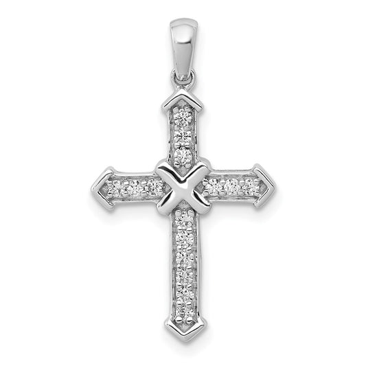 14k White Gold 1/6 carat Lab Grown Diamond VS/SI+ G+ Cross Pendant
