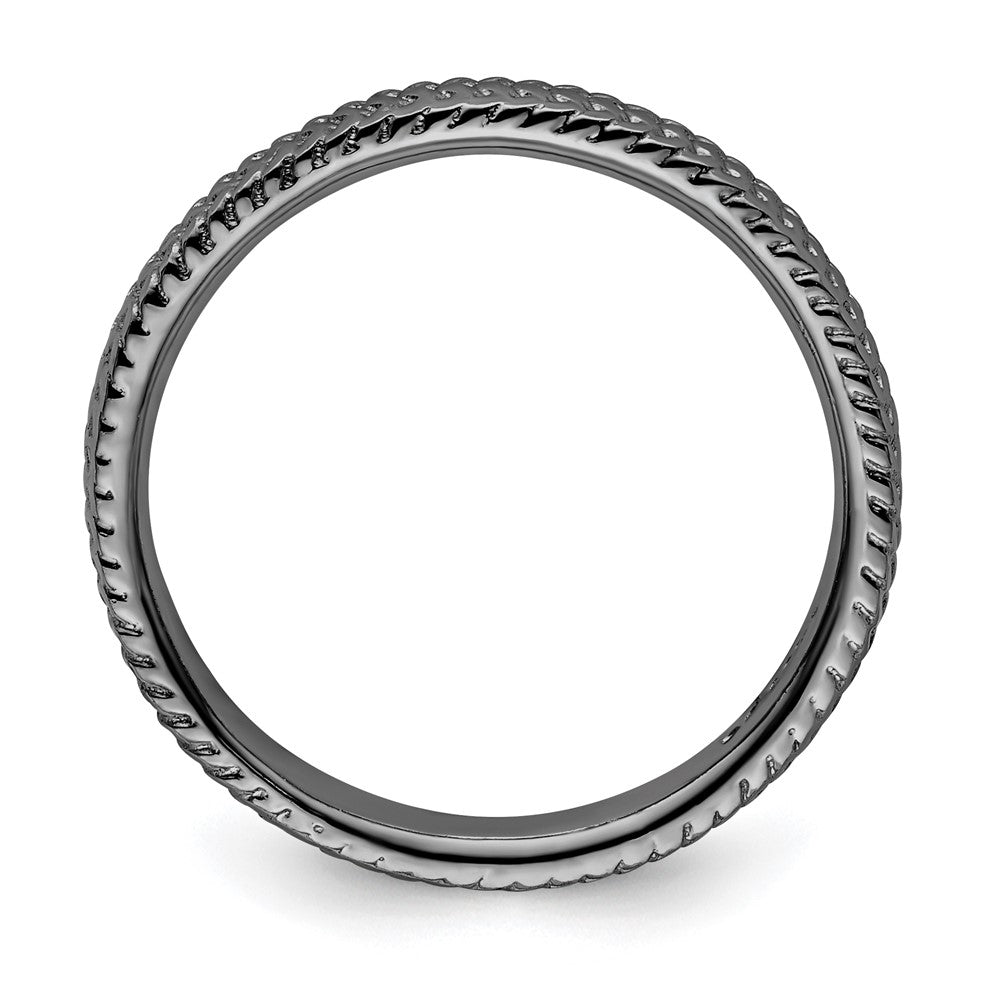 Sterling Silver Stackable Expressions Black-plated Ring Size -5