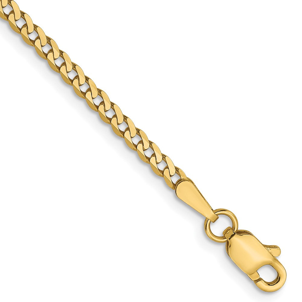 14K 2.2mm Flat Beveled Curb Chain 7  inches