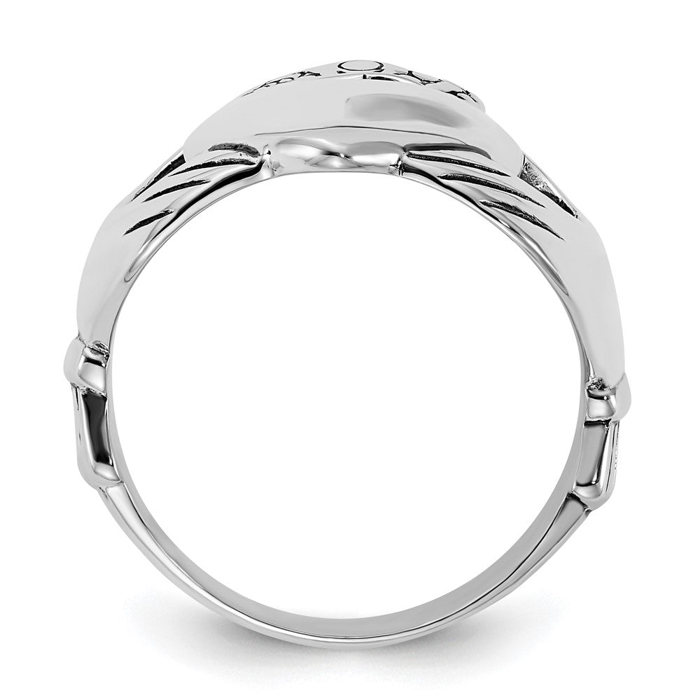 Sterling Silver Polished & Antiqued Claddagh Ring