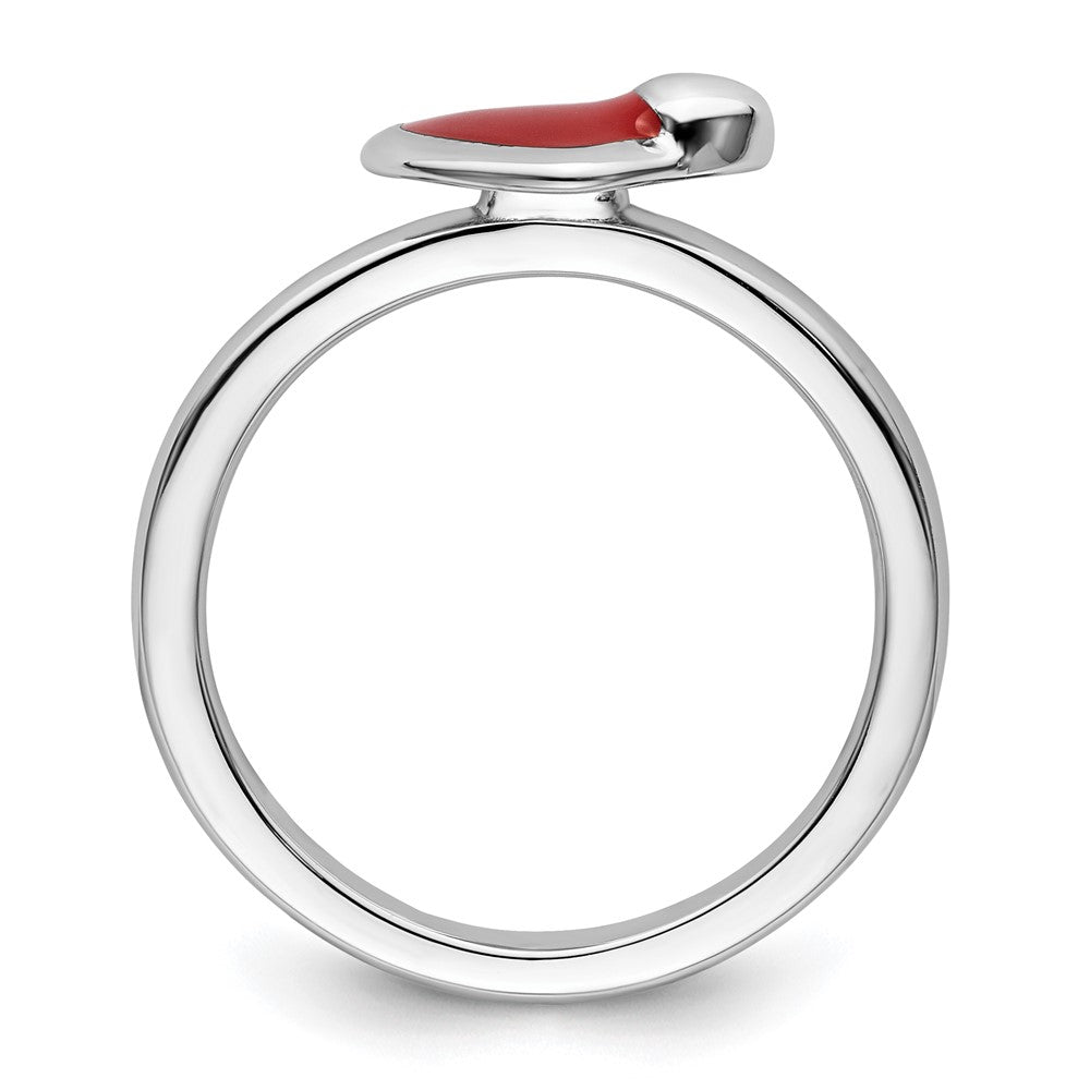 Sterling Silver Stackable Expressions Polished Red Enameled Heart Ring Size -9