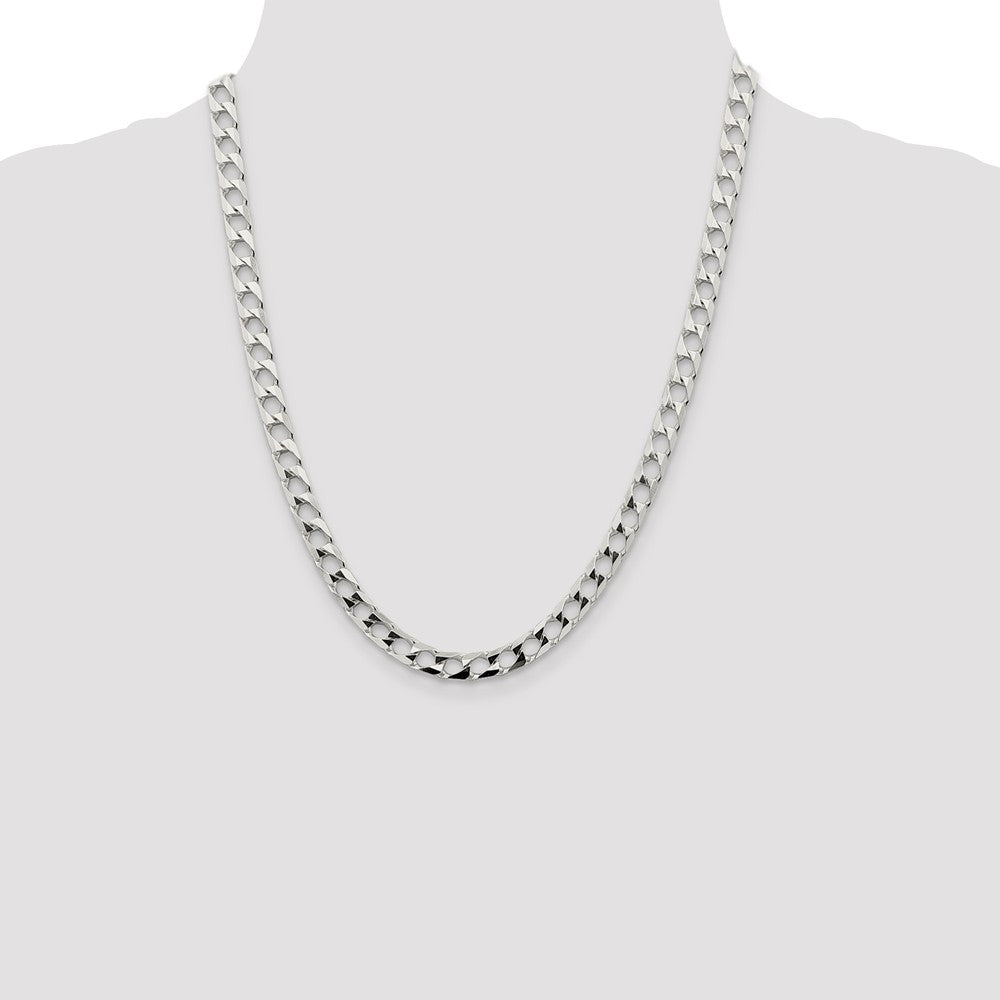 Sterling Silver 6.25mm D/C Square Curb Chain 22 Inches