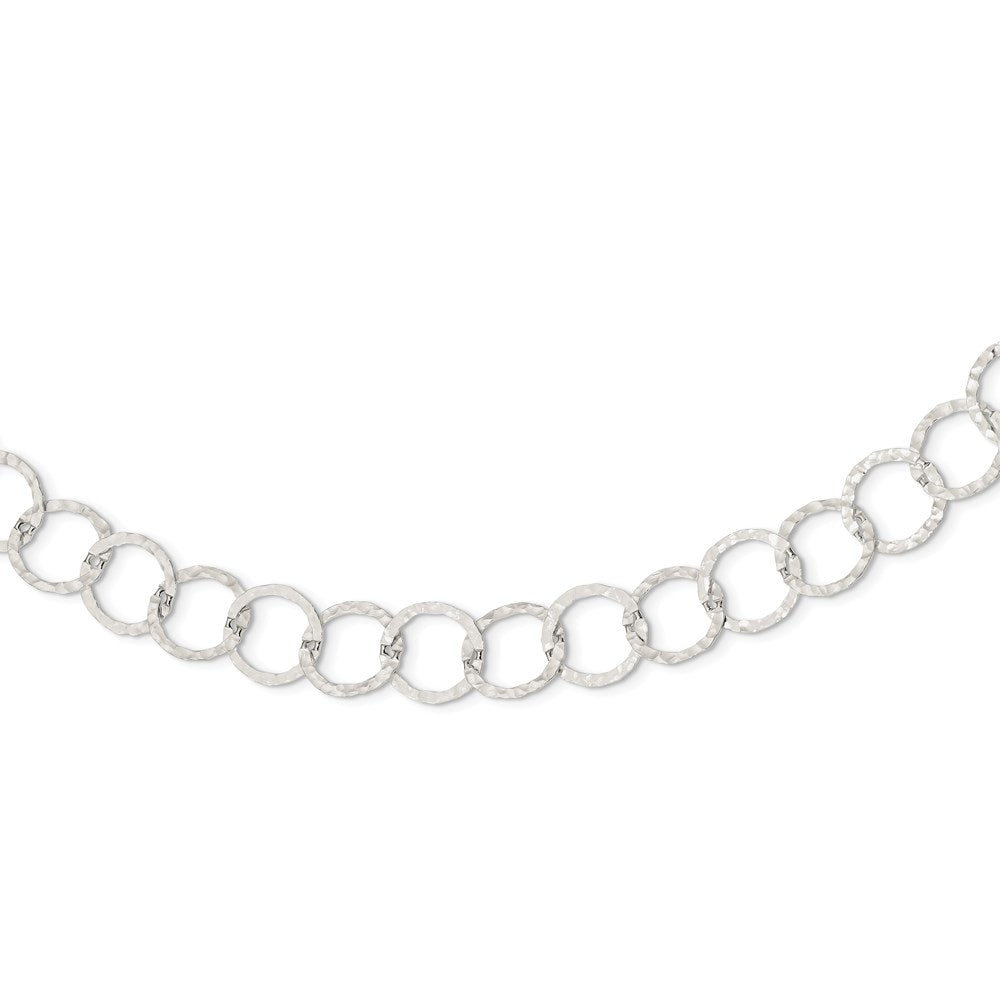 Sterling Silver Fancy Hammered Necklace 18 Inches