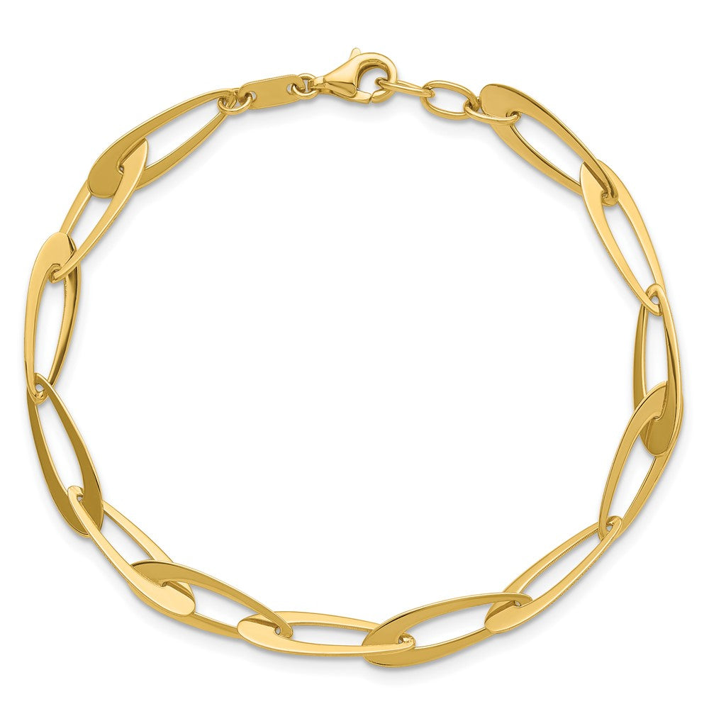 14K Polished Fancy Link w/.25in ext. Bracelet 7  inches