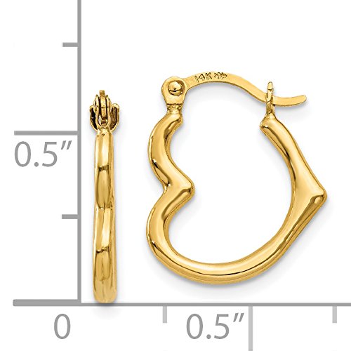 14K Heart Shaped Hollow Hoop Earrings