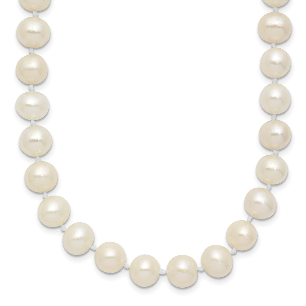 Sterling Silver Rhodium-plated 7-8mm White Near-Round Freshwater Cultured Pearl 28 inch Necklace 28 Inches