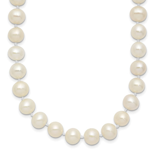Sterling Silver Rhodium-plated 7-8mm White Near-Round Freshwater Cultured Pearl 28 inch Necklace 28 Inches