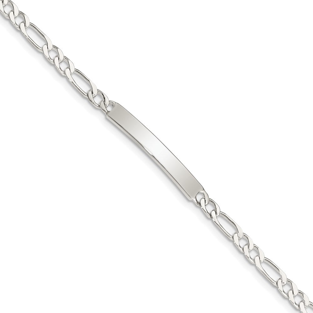 Sterling Silver Engraveable 7 in. Figaro Link ID Bracelet 7 inches