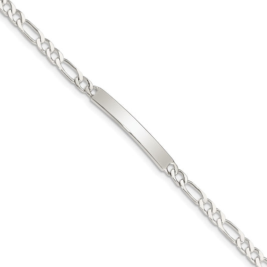 Sterling Silver Engraveable 7 in. Figaro Link ID Bracelet 7 inches