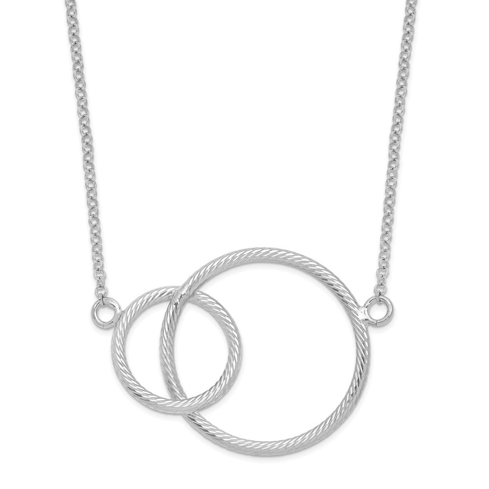 Sterling Silver Rhodium Intertwined Circles w/2 in ext. Necklace
