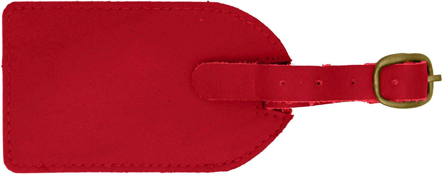 Red Leather Luggage Tag with Buckle Strap QGM22553