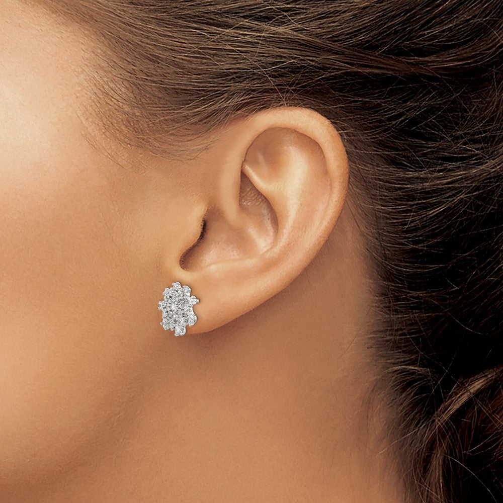 Sterling Silver CZ Cluster Post Earrings