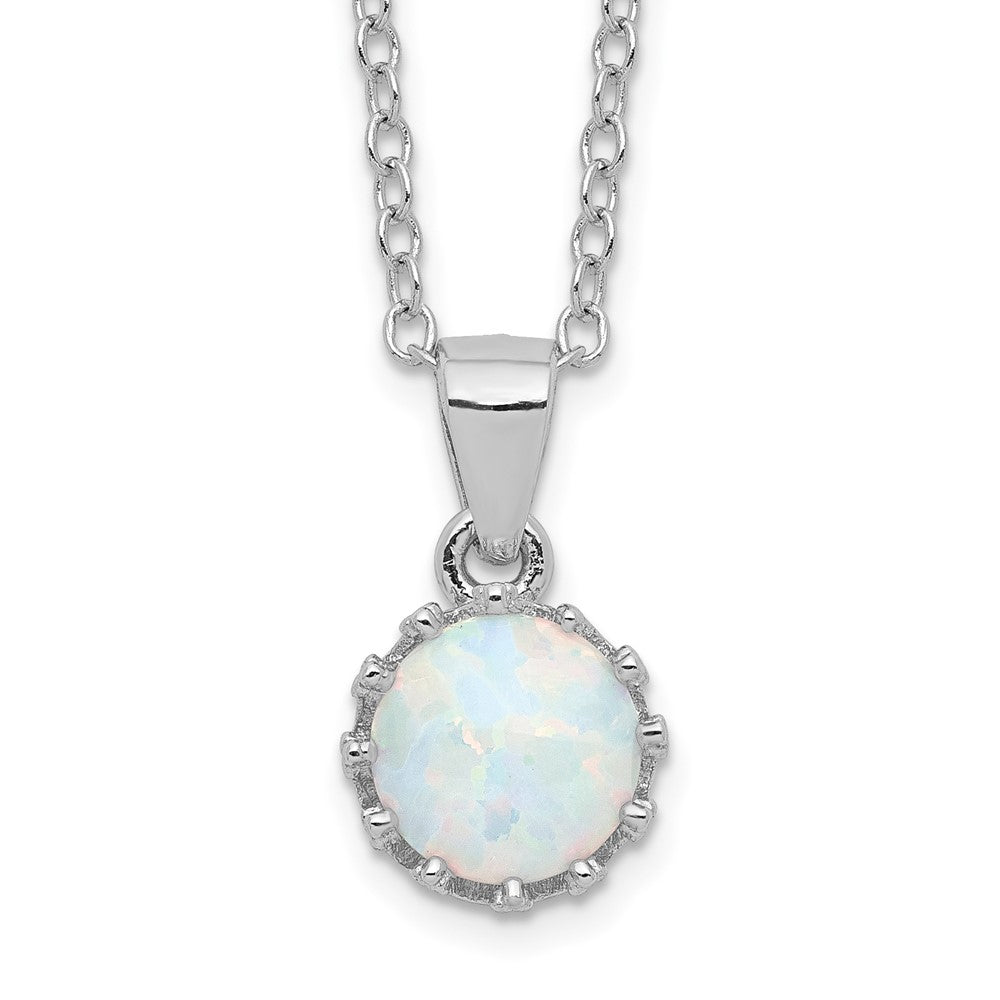 Sterling Silver Rhodium-plated Polished Created Opal Necklace 18 Inches