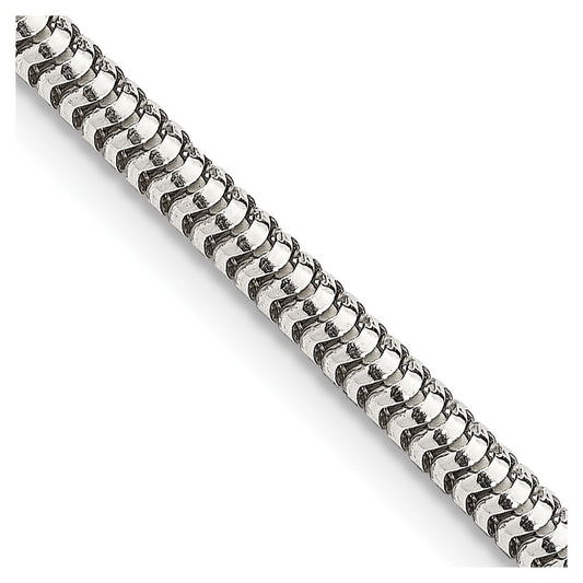 Sterling Silver 3mm Round Snake Chain 26 Inches